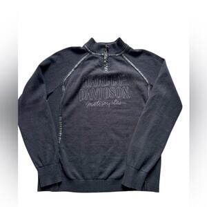 Harley Davidson Women’s 1/4 zip pullover sweater black  size large biker casual